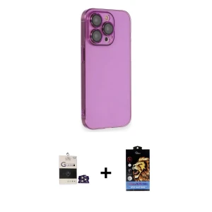 ieg™ iPhone 14 Pro Max Kılıf Siluet Minimal Özel Seri - Siyah Buffer Hayalet Cam Ekran Koruyucu + Bilvis Titan Kamera Lens - GS