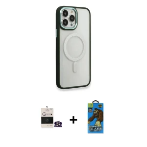 ieg™ iPhone 14 Pro Max Kılıf Yankı Işık Özel Seri - Siyah 18D Cam Ekran Koruyucu + Bilvis Titan Kamera Lens - GD