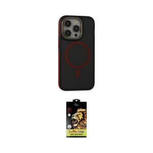 ieg™ iPhone 15 Pro Kılıf Ahenk Form Serisi - Siyah Buffer Cam Ekran Koruyucu