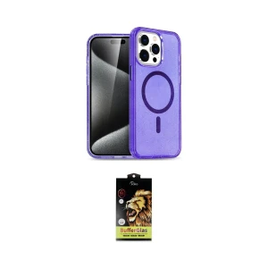 ieg™ iPhone 15 Pro Kılıf Eksen Doku Koleksiyonu - Siyah Buffer Cam Ekran Koruyucu
