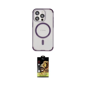 ieg™ iPhone 15 Pro Kılıf Eksen Klasik Koleksiyonu - Siyah Buffer Cam Ekran Koruyucu