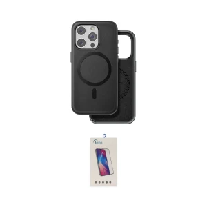 ieg™ iPhone 15 Pro Kılıf Pusula Işık Koleksiyonu - Siyah Joko 5D Cam