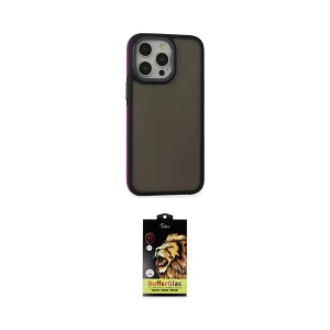 ieg™ iPhone 15 Pro Max Kılıf Eksen Işık - Siyah Buffer Cam Ekran Koruyucu