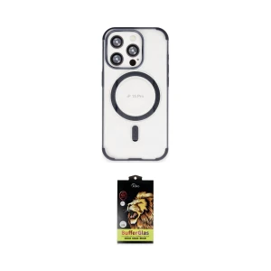 ieg™ iPhone 15 Pro Max Kılıf Eksen Klasik Koleksiyonu - Siyah Buffer Cam Ekran Koruyucu