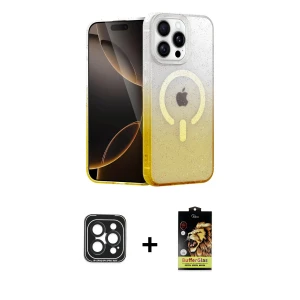 ieg™ iPhone 15 Pro Max Kılıf Eksen Minimal Özel Seri - Siyah Buffer Cam Ekran Koruyucu + Siyah PVD Metal Kamera Lens