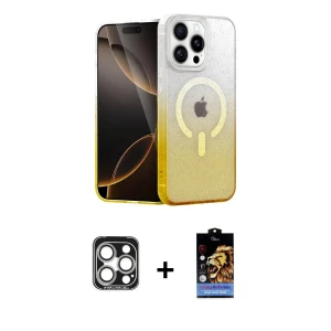 ieg™ iPhone 15 Pro Max Kılıf Eksen Minimal Özel Seri - Siyah Buffer Hayalet Cam Ekran Koruyucu + PVD Metal Kamera Lens - GS