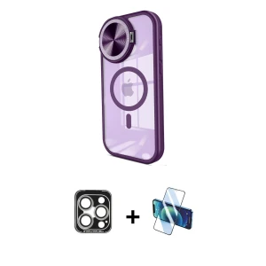 ieg™ iPhone 15 Pro Max Kılıf Kıvılcım Modern Koleksiyonu - Siyah 3D Antistatik Seramik Nano Ekran Koruyucu + PVD Metal Kamera Lens - GS