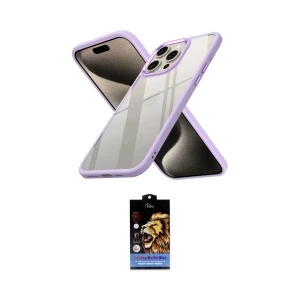 ieg™ iPhone 15 Pro Max Kılıf Nova Işık Serisi - Siyah Buffer Hayalet Cam Ekran Koruyucu