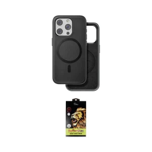 ieg™ iPhone 15 Pro Max Kılıf Pusula Işık Koleksiyonu - Siyah Buffer Cam Ekran Koruyucu