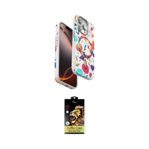 ieg™ iPhone 15 Pro Max Kılıf Siluet Doku - Siyah Buffer Cam Ekran Koruyucu