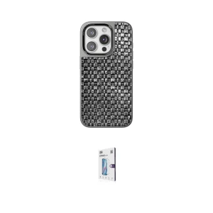 ieg™ iPhone 15 Pro Max Kılıf Siluet Form Serisi - Siyah Bilvis 0.18mm Plus Cam Ekran Koruyucu