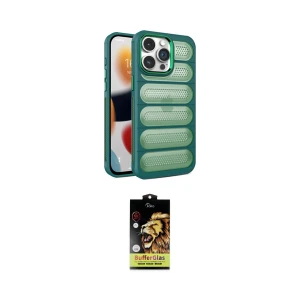 ieg™ iPhone 15 Pro Max Kılıf Yadigar Doku Özel Seri - Siyah Buffer Cam Ekran Koruyucu