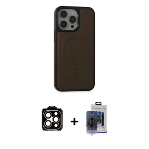 ieg™ iPhone 15 Pro Max Kılıf Zirve Işık Serisi - Siyah Vanessa Magic Cam + PVD Metal Kamera Lens - TU