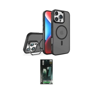 ieg™ iPhone 16 Pro Kılıf Akış Form - Siyah 360 Mat Full Body Arka Koruyucu