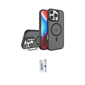ieg™ iPhone 16 Pro Kılıf Akış Form - Siyah Bilvis 0.18mm Plus Cam Ekran Koruyucu