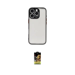 ieg™ iPhone 16 Pro Max Kılıf Ahenk Çizgi Serisi - Siyah Buffer Cam Ekran Koruyucu