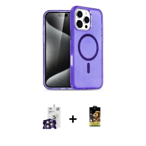 ieg™ iPhone 16 Pro Max Kılıf Nova Asil Prime - Siyah Buffer Cam Ekran Koruyucu + Bilvis Titan Kamera Lens - TMGI