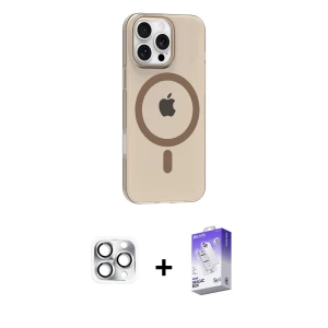 ieg™ iPhone 16 Pro Max Kılıf Pusula Form Özel Seri - Siyah Bilvis 5in1 3D Magic Cam Ekran Koruyucu + Pers Alüminyum Kamera Lens - GS