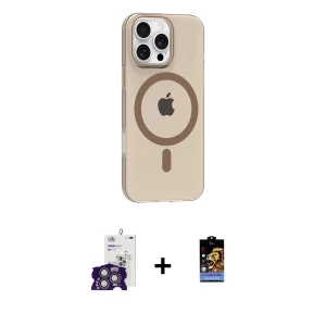 ieg™ iPhone 16 Pro Max Kılıf Pusula Form Özel Seri - Siyah Buffer Hayalet Cam Ekran Koruyucu + Bilvis Titan Kamera Lens - GS