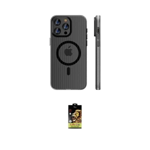 ieg™ iPhone 16 Pro Max Kılıf Pusula Minimal Koleksiyonu - Siyah Buffer Cam Ekran Koruyucu