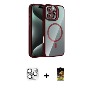 ieg™ iPhone 16 Pro Max Kılıf Yadigar Asil Koleksiyonu - Siyah Buffer Cam Ekran Koruyucu + Pers Alüminyum Kamera Lens - GS