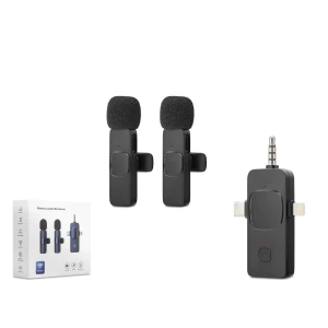 ieg ™ Kablosuz Çift Mikrofon 3.5 Mm + Type-C + Lıghtnıng Siyah HDX2782