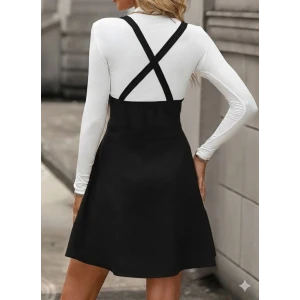 ieg™ Kadın Askılı Düğmeli Mini Süet Elbise