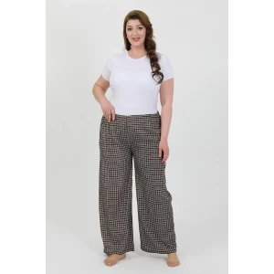 ieg ™ Kadın Büyük Beden Bürümcük Pantolon  Kahve