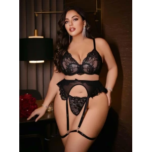 ieg ™ Kadın Büyük beden dantel detaylı fantezi jartiyer takımı 8010