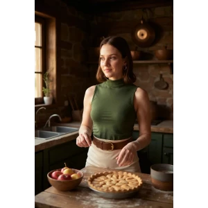 ieg™ Kadın Haki Yeşili Kolsuz Balıkçı Yaka Basic Bluz