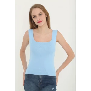 ieg™ Kadın Kare Yaka Detay Crop - Mavi