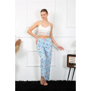 ieg ™ Kadın Pamuklu Alt Pijama Mavi