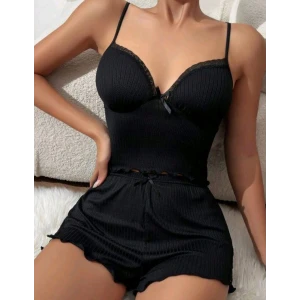 ieg™ kadın siyah şortlu gecelik takım 5016