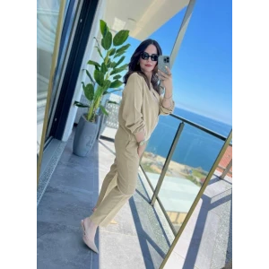 ieg™ Kadın Uzun Kollu önden Fermuarlı Modal Ceket Ve Pantolon Ikili Takım