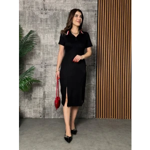 ieg™ Kadın Yaka Ribanalı Çift Yırtmaçlı Elbise