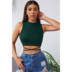 ieg™ Kadın Yeşil Çapraz Bağlamalı Crop Top Büstiyer