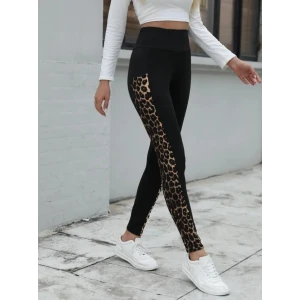 ieg™ Kadın Yüksek Bel Cep Detaylı Leopar Desenli Dalgıç Tayt