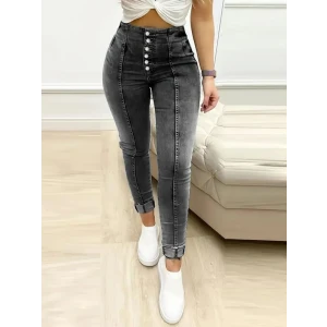 ieg™ Kadın Yüksek Bel önden Düğmeli Jean Pantolon