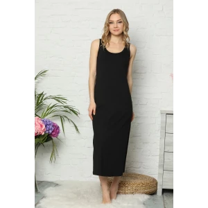 ieg ™ Kalın Askılı Siyah Penye Uzun Gecelik