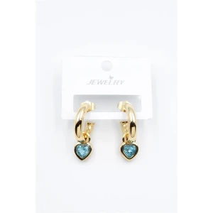 İEG Kalp Halka Küpe - Turkuaz