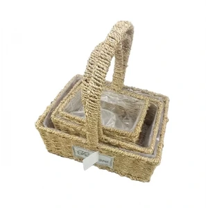 ieg™ Kare Doğal Hasır Sepet Seti  3lü