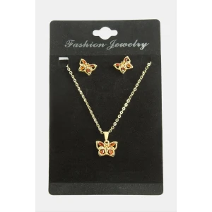 ieg™ Kelebek Zirkon Taşlı Set Kolye