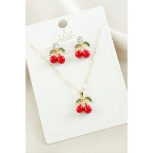 ieg™ Kiraz Zirkon Taşlı Mineli Set Kolye
