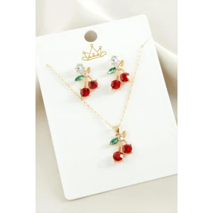 ieg™ Kiraz Zirkon Taşlı Set Kolye