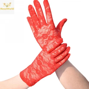 ieg™ Kırmızı Renk Kısa Dantelli Eldiven