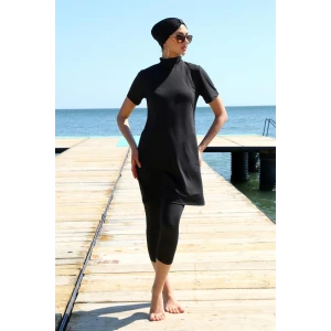 ieg ™ Kısa Kol Siyah Yarım Tesettür Mayo