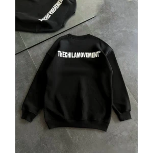 ieg™ Kışlık Bisiklet Yaka Oversize Baskılı SweatShirt - Siyah