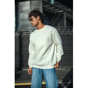 ieg™ Kışlık Bisiklet Yaka Üç İplik Basic SweatShirt - Beyaz