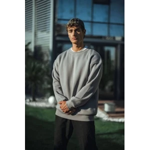 ieg™ Kışlık Bisiklet Yaka Üç İplik Basic SweatShirt - Boyalı Gri