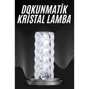 ieg™ Kristal Lamba Masa Lambası Şarjlı Masa Lambası Dokunmatik Sensör Usb Şarjlı